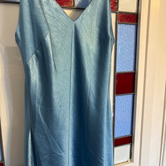Blue Satin Midi Dress - Picture 2 of 5